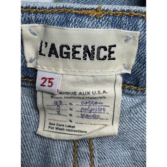 L’Agence  High Rise Straight Leg Light Wash Destroyed Knee Jeans Size 25 - Picture 8 of 12